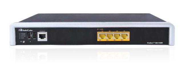 Passerelle VoIP Mediant 500 et contrôleur de session d'entreprise  Contrôleur de frontière (E-SBC) avec 1 interface vocale E1/T1  évolutive avec une licence logicielle pour les sessions SBC. M500-V-1ET